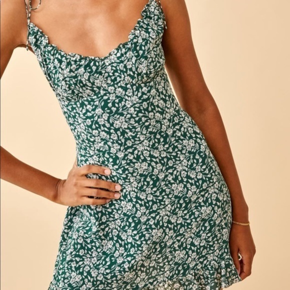 Reformation 2 Esther Green Floral Mini Dress - Picture 4 of 14
